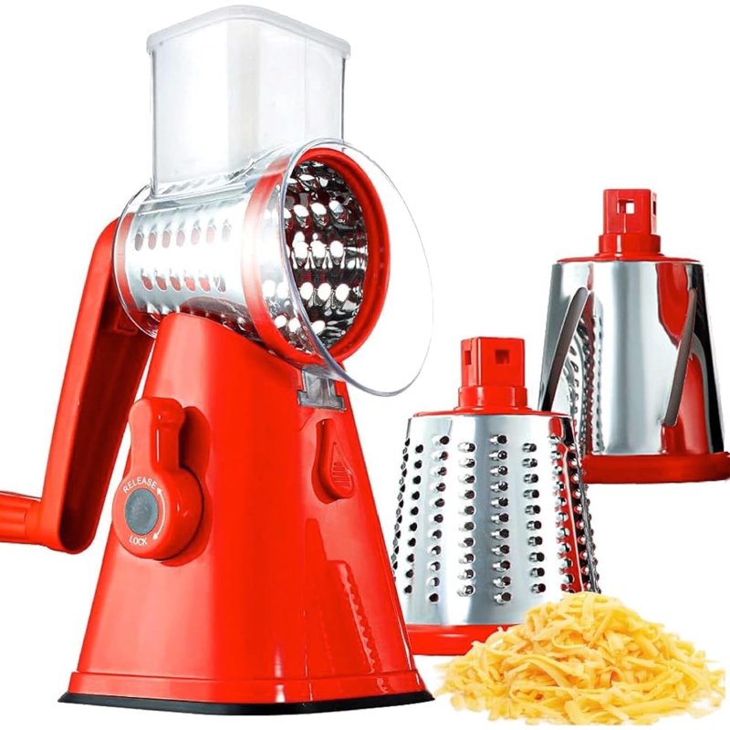 Nutrislicer Rotary Cheese Grater & Vegetable Chopper - Red