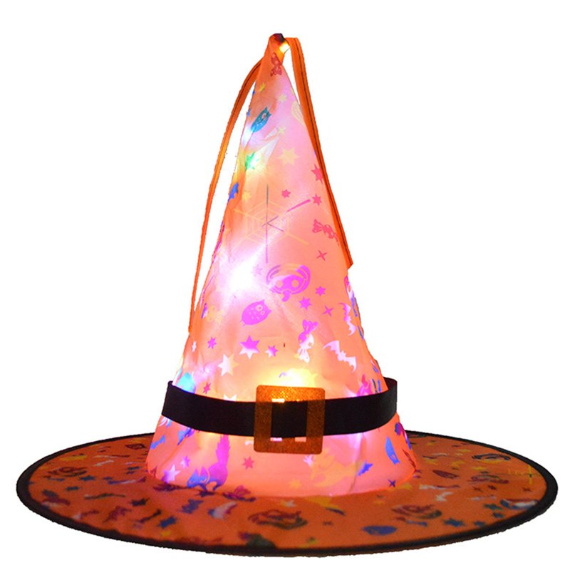 Orange Halloween Witch Hat Lights - Glowing LED Hanging String Lights for Indoor & Outdoor Party Decor