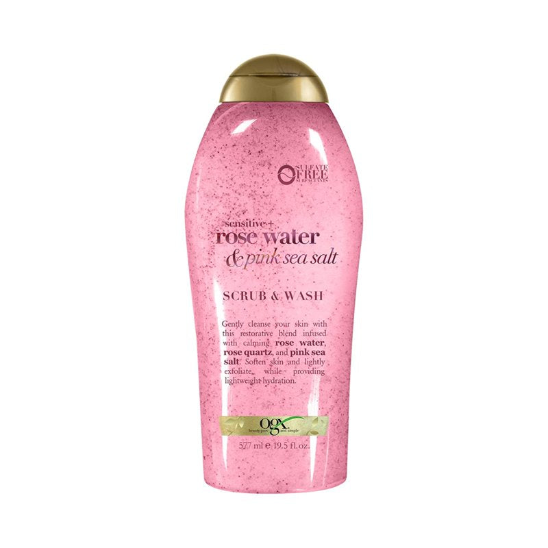 Rose Water & Pink Sea Salt Exfoliating Body Scrub for Sensitive Skin