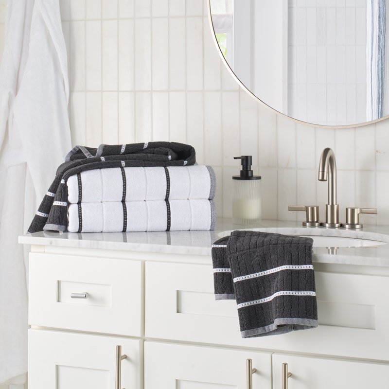 Better Homes & Gardens Textured Cotton Towel Set - Grey Shadow, 4-Piece