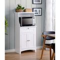Wood Microwave and Coffee Maker Cabinet - White