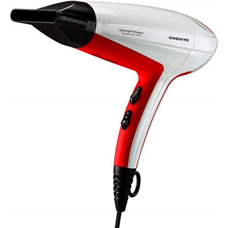1875W Lightweight Ionic Tourmaline Hair Dryer - White & Red