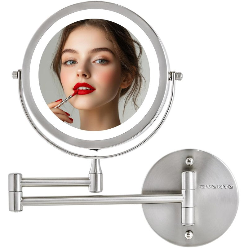 Wall Mounted LED Makeup Mirror - Double Sided Magnifying Vanity Mirror