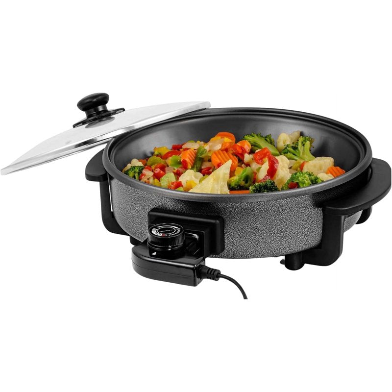11.5-Inch Electric Skillet with Lid - 1400W Nonstick Countertop Pan