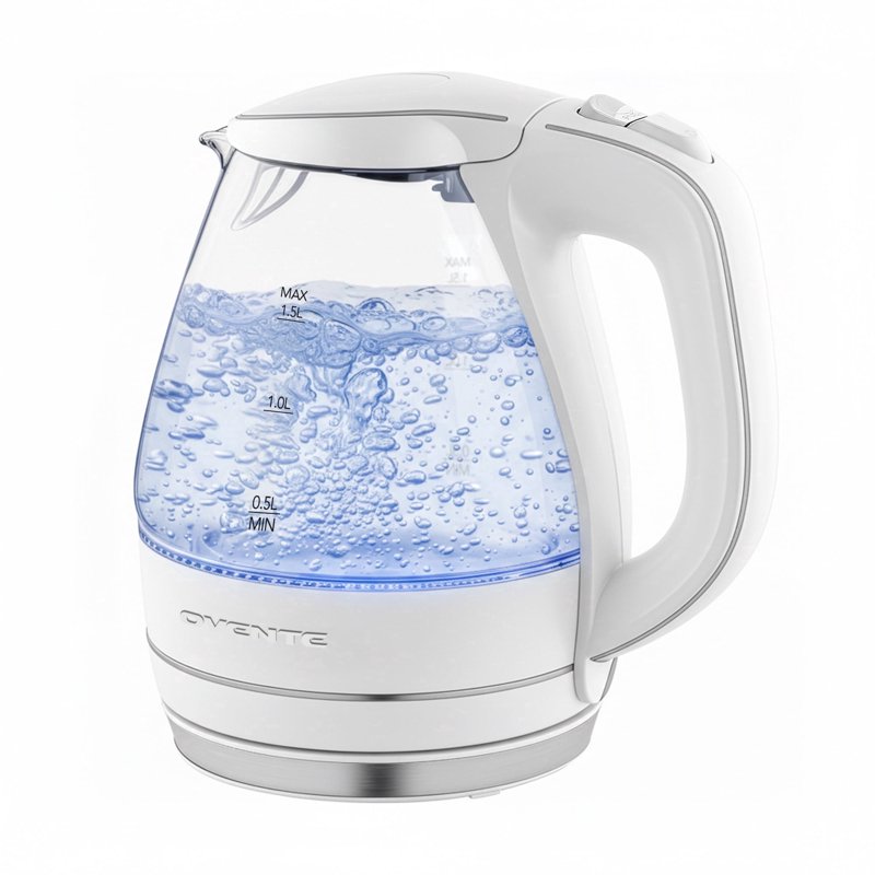 1.5L Electric Glass Kettle - White, Fast Boiling, BPA-Free