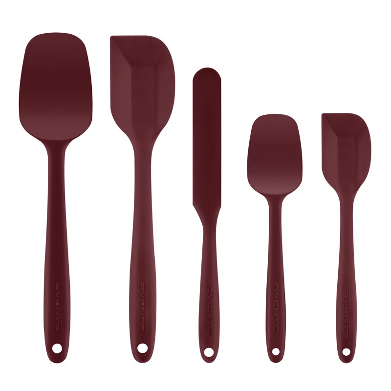 Silicone Spatula Set of 5 - Heat Resistant Red Utensils