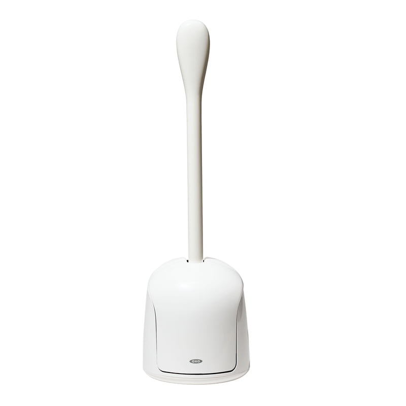 Compact Toilet Brush with Canister Holder - Space-Saving Bathroom Cleaning Tool