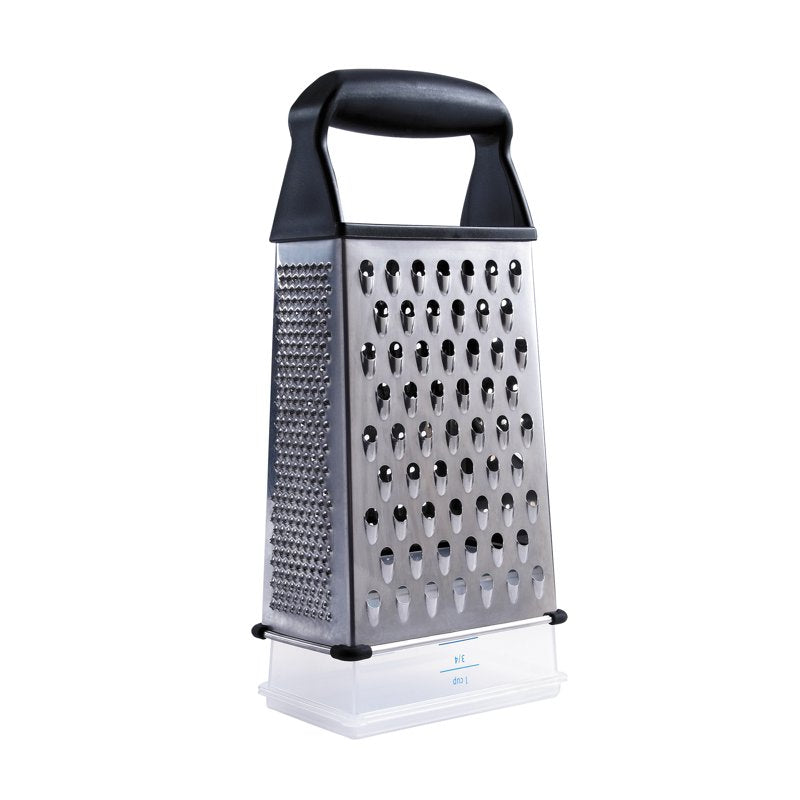 Stainless Steel Box Grater - 12" with Non-Slip Base & Container