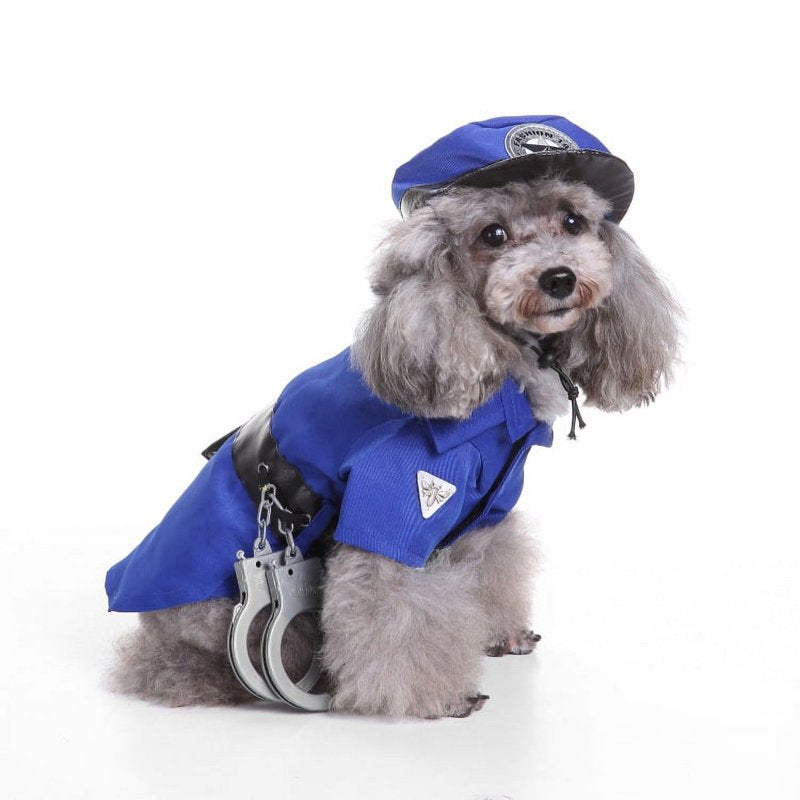 Pet Police Costume Uniform for Dogs & Cats - Size L - Navy Blue Halloween Cosplay