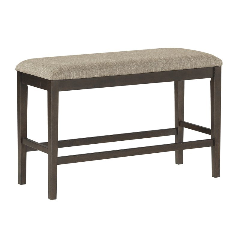McIntyre Counter Height Bench - Dark Brown Fabric Upholstery
