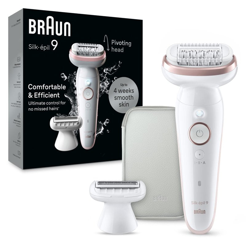 Pivoting Head Wet & Dry Epilator - Cordless Hair Removal with Shaver & Trimmer