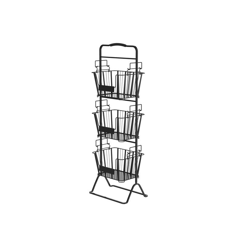 3-Tier Metal Wire Storage Basket Stand with Removable Baskets - Black
