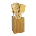 7-Piece Traditional Bamboo Cooking Utensil Set - Brown