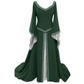 Green Medieval Renaissance Dress for Women - Long Sleeve Maxi Costume