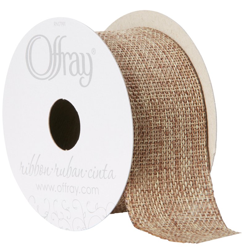 Natural Burlap Ribbon 1.5 Inch Woven Craft Trim - 9 Feet, Offray