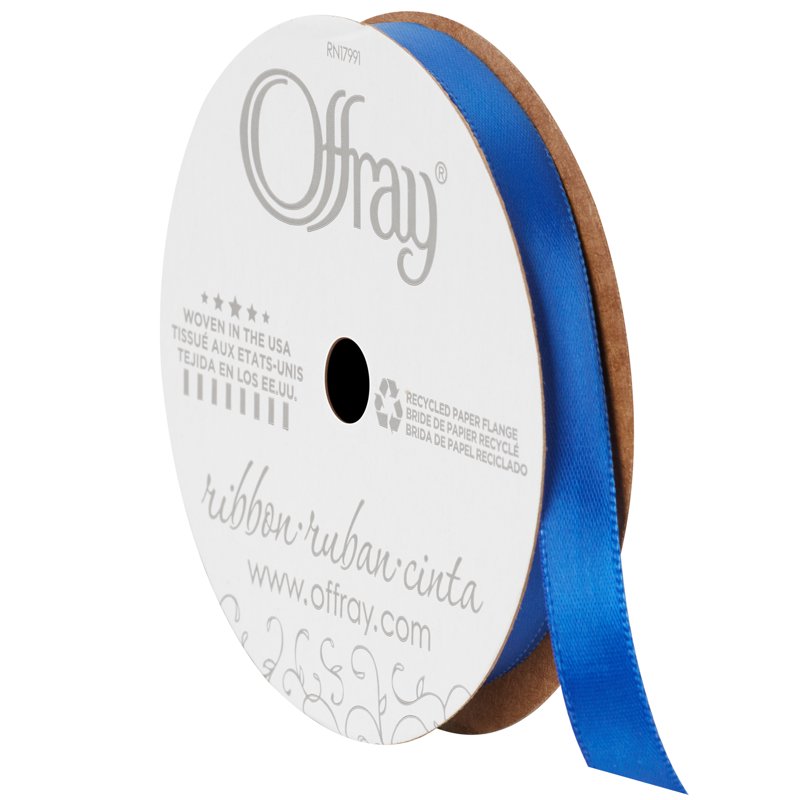 Royal Blue Satin Ribbon 3/8 Inch Wide, 18 Feet - Single Face Craft Trim