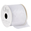 White Wired Edge Sheer Metallic Ribbon - 2.5 Inch, 9 Feet, Wedding & Craft Decor