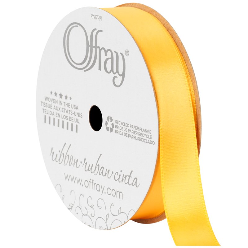 Mustard Yellow Satin Ribbon 5/8 Inch Single Face Polyester, 18 Feet - Craft & Sewing
