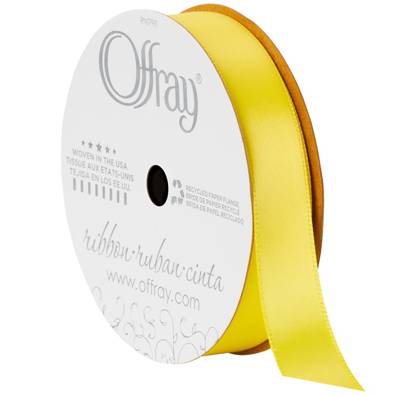 Lemon Yellow Polyester Ribbon - 3.12 x 0.62 Inches Craft Trim - Offray