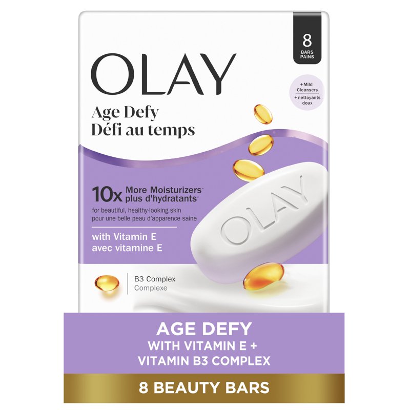 Age Defying Beauty Bar Soap with Vitamin E & B3 Complex - 8 Count