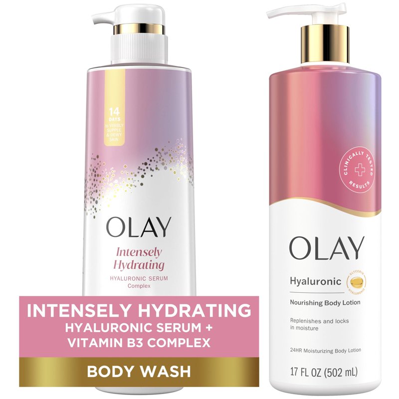 Hyaluronic Acid Hydrating Body Wash and Nourishing Body Lotion Set