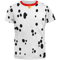 Multicoloured Dalmatian Costume T-Shirt for Men - Red Collar, All Over Print, Size M