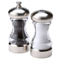 Adjustable 4.5-Inch Brushed Chrome Pepper & Salt Mill Set