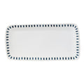 Artisanal Stripe White Stoneware Hors d'Oeuvres Tray - 13" x 6.5"
