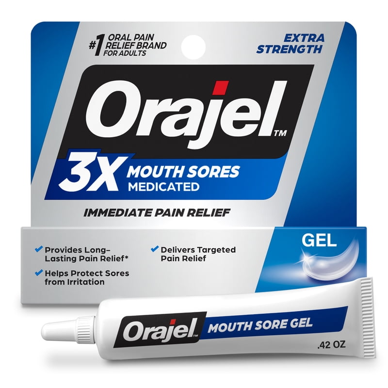 Medicated Oral Pain Relief Gel for Canker Sores and Gum Irritation, 0.42 oz