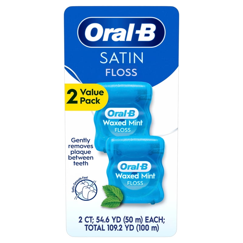 Satin Mint Dental Floss - 2 Pack, 50m Each