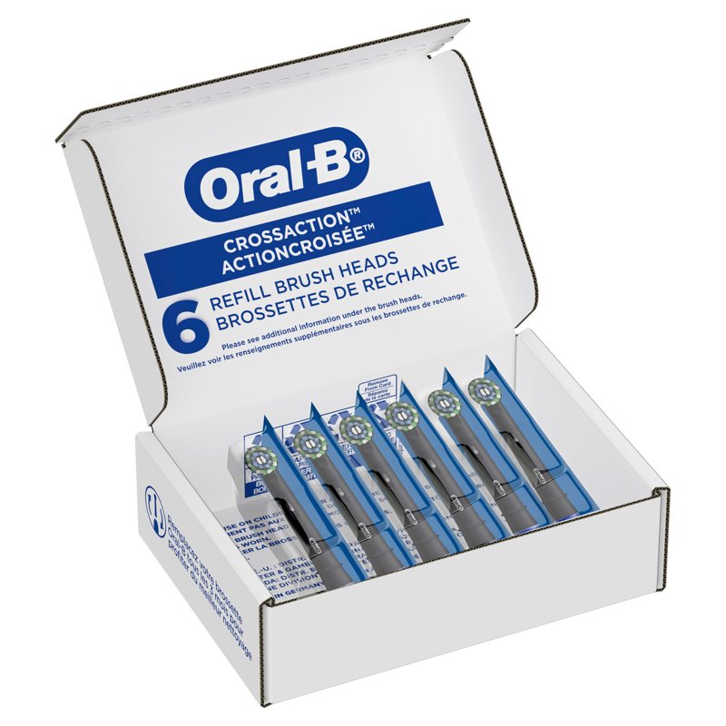 CrossAction Electric Toothbrush Replacement Heads, 6-Pack, Black