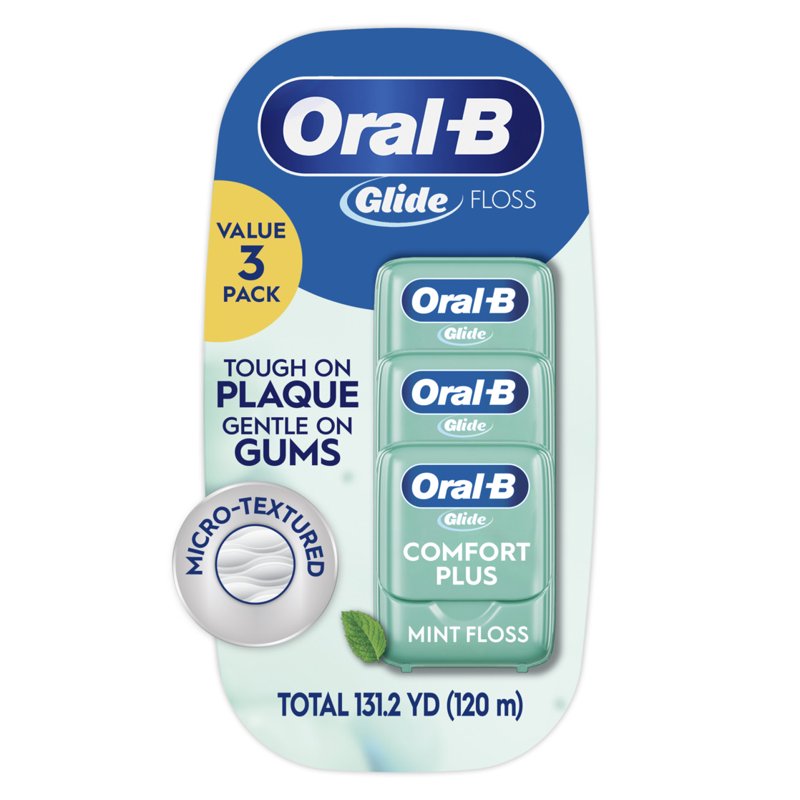 Comfort Plus Mint Dental Floss - Shred Resistant, 3 Pack (40m Each)