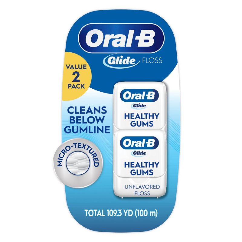 Healthy Gums Dental Floss - Unflavored, 2 Pack (50m Each)