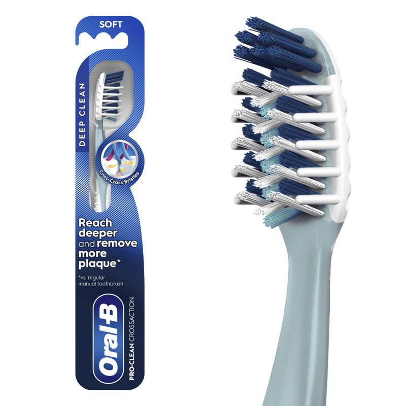 Manual Soft Toothbrush with CrossAction Bristles for Deep Plaque Removal