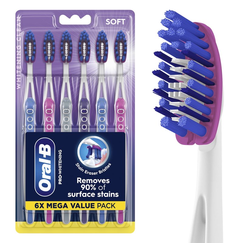 Pro-Flex Manual Whitening Toothbrush, Soft Bristles - 6 Count