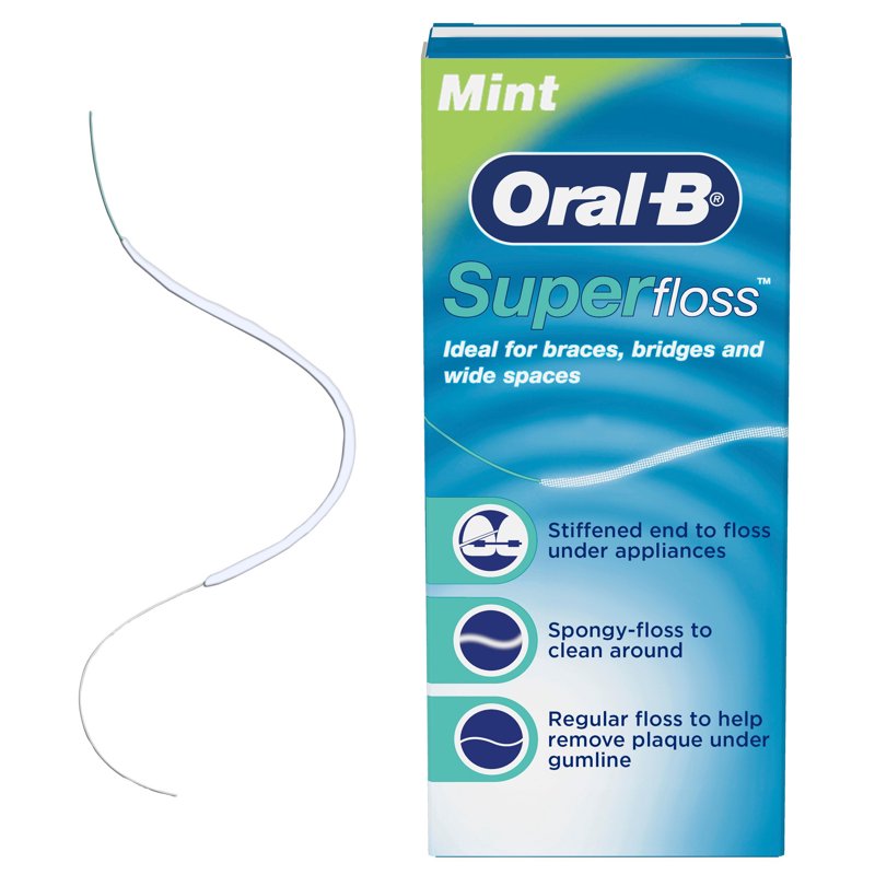 Super Floss Dental Floss Strands - Mint Flavor, 50 Count