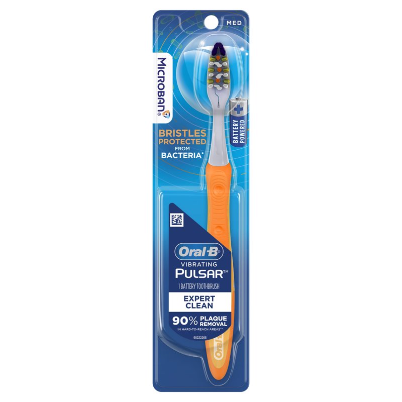 Battery Powered Vibrating Toothbrush, Medium Bristles, 1 Count