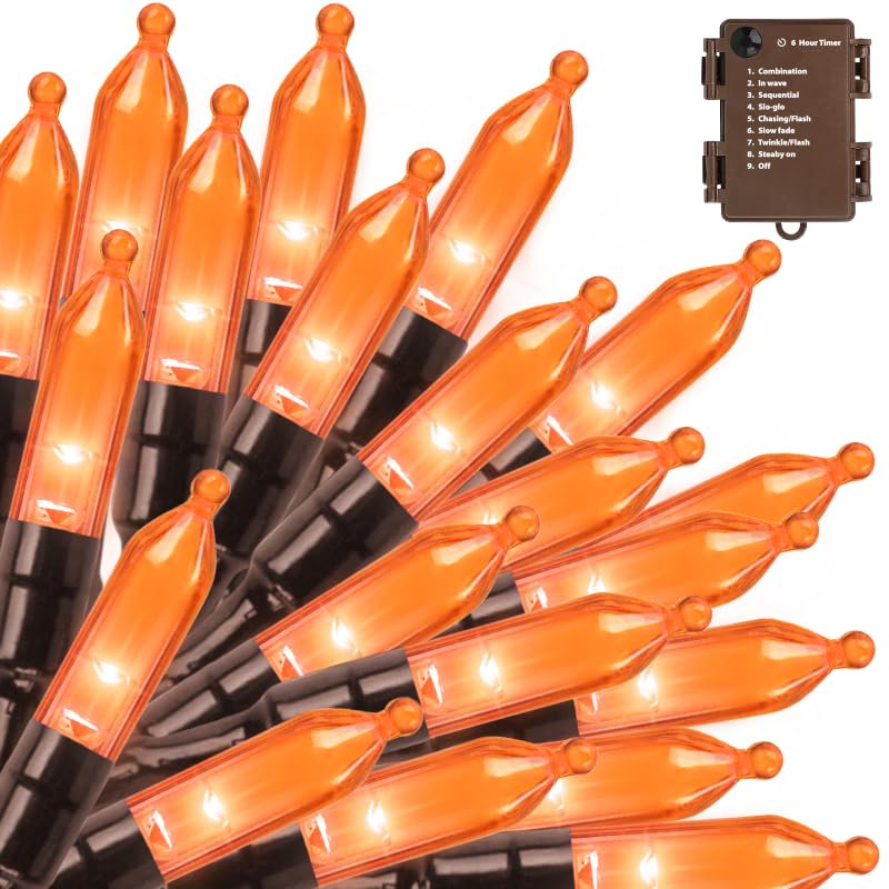 Halloween String Lights Battery Operated 18Ft 50 LED Outdoor Waterproof with 8 Modes