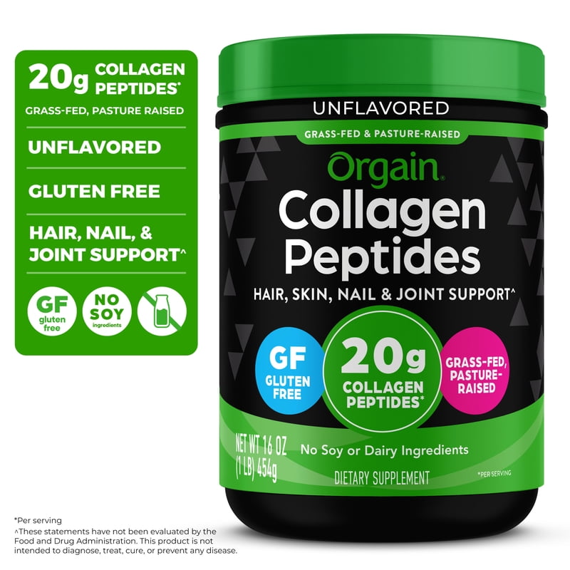 Hydrolyzed Grass-Fed Collagen Peptides Powder - Unflavored, 1 lb