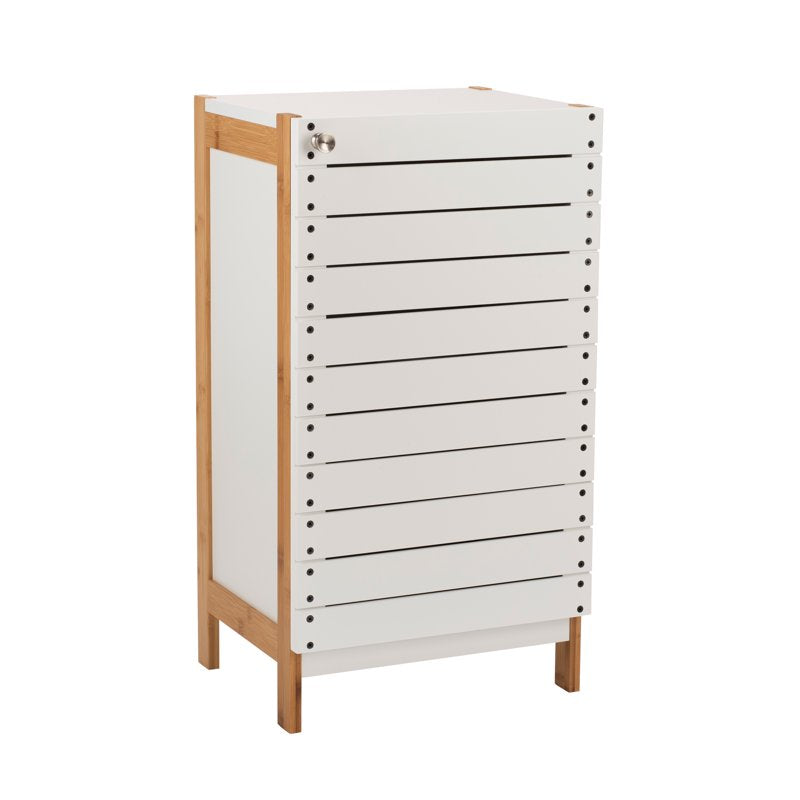 Floor Cabinet with 2 Shelves - White Bamboo Floor Storage - Variation of Floor Cabinet