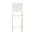 Over-the-Toilet Space Saver Cabinet - 3 Shelf Bamboo White Storage Organizer - Space Saver