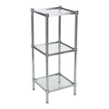 Over-the-Toilet Bathroom Storage Shelf - 3 Tier Freestanding Steel & Glass Tower - Chrome Finish