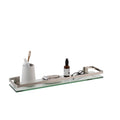 Decorative Glass Bathroom Shelf with Nickel Rail Wall Mount