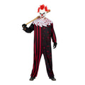 Mens Scary Clown Costume Standard Adult Halloween Fancy Dress - Red & Black