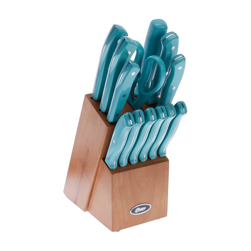 14-Piece Stainless Steel Cutlery Set with Turquoise Handles