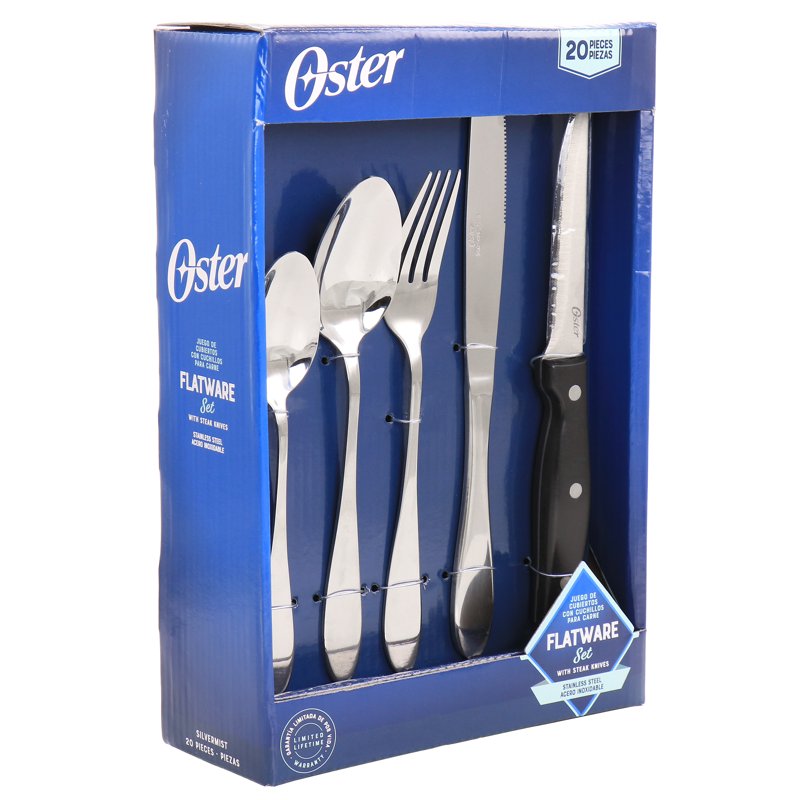 20-Piece Stainless Steel Flatware Set with Steak Knives - Silver