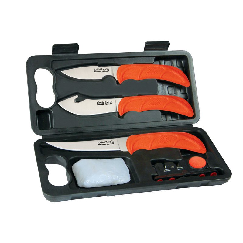 Game Processing Kit - 6 Piece Lightweight Set with Knives & Sharpener