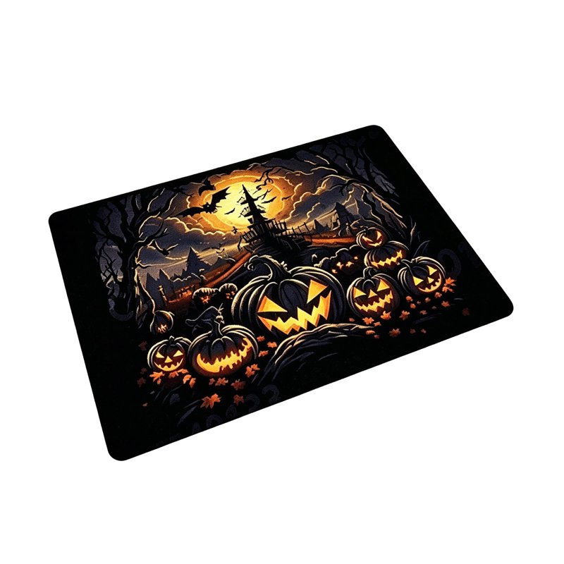 Halloween Theme Doormat - Creepy Night Scene Print, Non-Slip Absorbent Mat for Front Door - Variation D