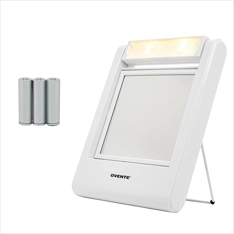 5.5-Inch Travel Makeup Mirror with 5X Magnification and Warm LED Lights
