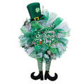 St. Patrick's Day Leprechaun Wreath with Ribbon Front Door Decor - Irish Holiday Wall Hanging
